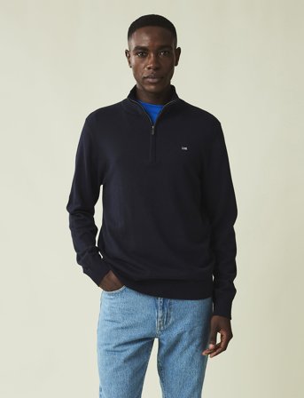 Lexington Clothing Clay Cotton Half-Zip Sweater - Navy - S