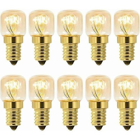 10-pack 15W Saltlampa Glödlampa Varmvit För Ugn, Kylskåp, Saltlampa, Grillugnar 2.25CM