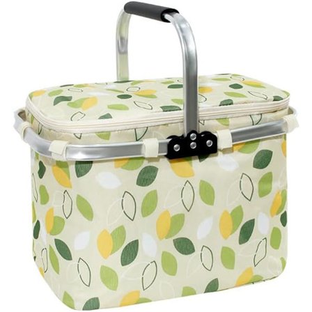 Vihreä kokoontaitettava piknikkori 30L ostoskori kannella ja
