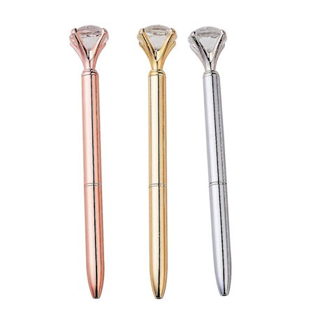 Kulepenn, Kulepenn Diamantpenn Penn Krystallkulepenn Svart Blekk Bling Kulepenn Kontorrekvisita Morsom Penn (3 stk, Roségull