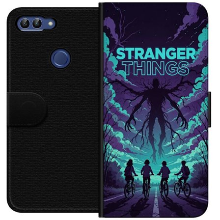 Kompatibelt Lommeboketui til Huawei Huawei P smart Stranger Things-inspirert fantasyillustrasjon med mørkt monster, syklende barn og dramatisk rød h