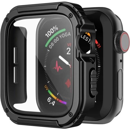 Robust Apple Watch-etui 44 mm Serie Watch 6/5/4 med skjermbeskytter Svart 44 mm