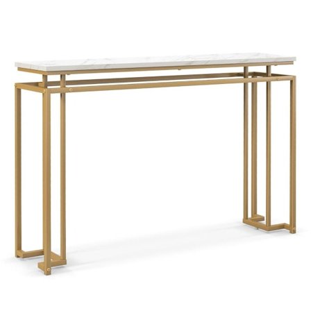 120 cm konsolipöytä, jossa keinomarmoripöytä ja geometrinen metallirunkoinen eteisen kultainen pöytä