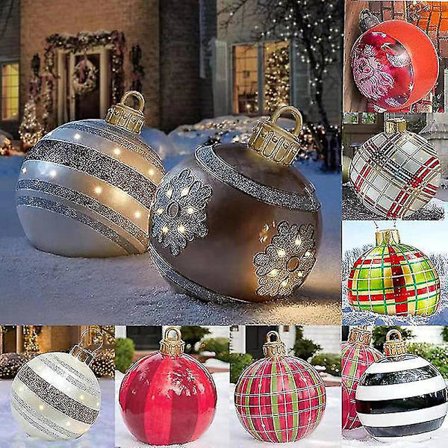 60 cm stor boll jul uppblåsbar dekorerad boll gjord pvc jätte ljus glöd stora bollar Träd dekorationer utomhus boll 2023