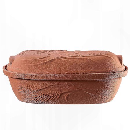 Oval leirkrukke med lokk, 4,5 l romersk stil leirfat for matlaging og servering