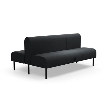 Modulsofa VARIETY, 3-seter, dobbel, med USB-uttak, stoff Pod CS, antrasitt