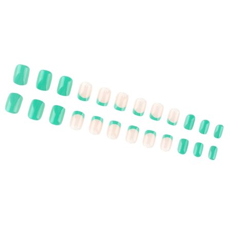 24x Fransk Tip Tryk På Negle Blomster Klæbe Negle Ensfarvet Kunstige Negle