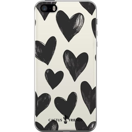 Kompatibel Mobilcover til Apple Apple iPhone 5s Cactus and Friends - Bold Black Love Pattern