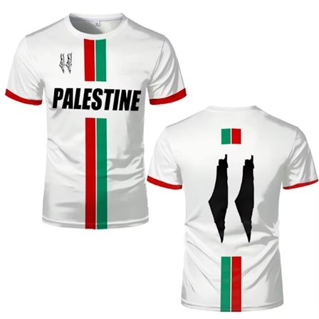 Palestina Fotboll T-shirts Sommarmode Kortärmad Palestinsk Flagga 3D-tryckta T-shirts Casual O-hals Lös Herrtröjor T-shirts