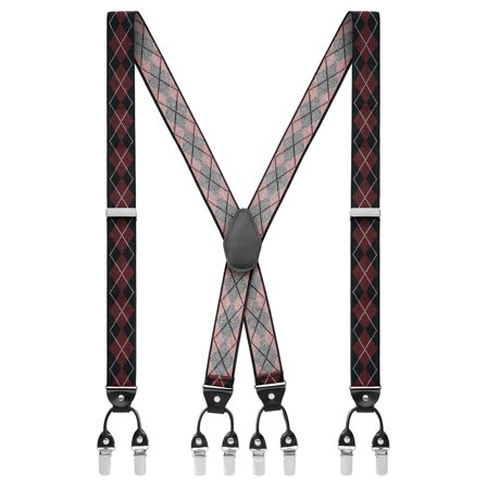 Vexel | Bourgogne Store Diamantmønstrede X-ryg Seler til mænd - Clip-on seler