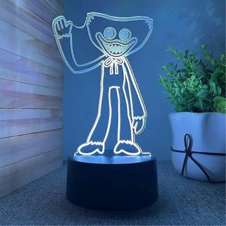 Poppy Playtime 3D LED 7-värinen yövalo Huggy Wuggy Luova lampun malli sisustus Lasten syntymäpäivälahja (FMY)