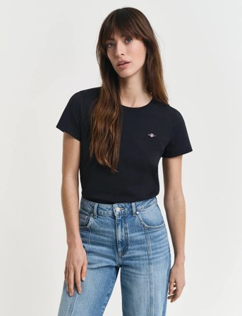 GANT Reg Shield Ss T-Shirt - Black - XS