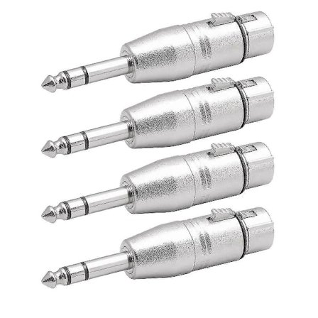 4-pak XLR hun til 6,35 mm adapter, balanceret hun XLR til 6,35 mm han mikrofonadapter