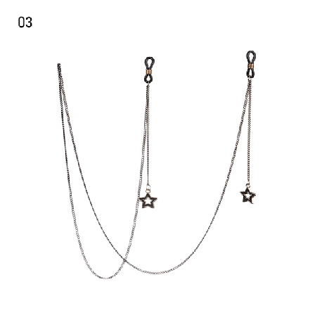 Nya Mode Hängande Glasögon Kedjor Kors Ögonglasögon Solglasögon Spektaklar Metal O-Slip Kedja Hållare Cord Lanyard Halsbande A-3