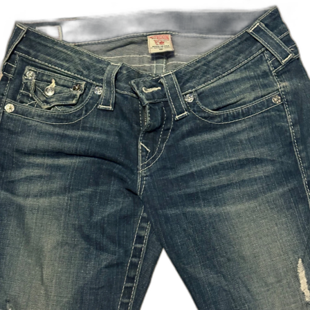 True Religion blå jeans med kontrastsömmar