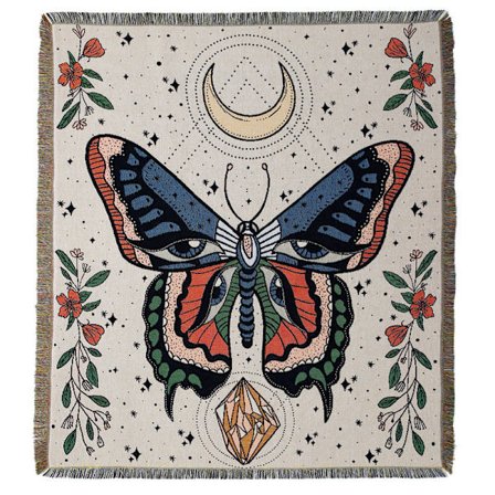 1 st 160x130cm Stickad Färgglada Fjärilar Pläd Filt Dekorerad med Fransar Bohemisk Enkel Mjuk Bekväm Skydda Mot Kyla för Soffa Soffa Stol Vila och 