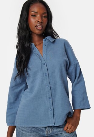VILA nia button 3/4 shirt Cornflower blue Klær