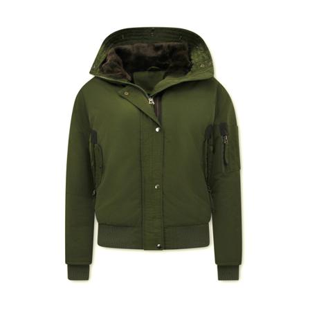 Gentile Bellini Winterjassen Kort Dames met Capuchon - 8815 - Groen grön, Dam Vinterjackor, Dam, Storlek: L