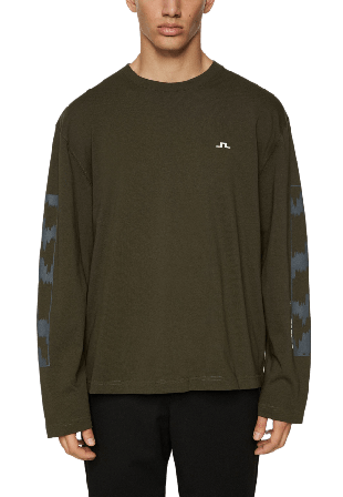 J.Lindeberg Walsh LS Print T-shirt T-shirts Herr Grön S