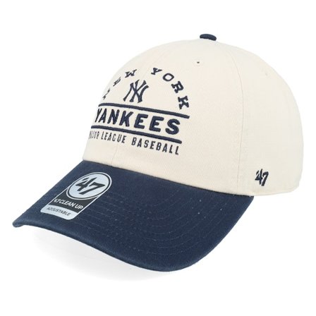 47 Brand - MLB Beige unconstructed Cap - New York Yankees Windham Clean Up Natural/Navy Dad Cap @ Hatstore