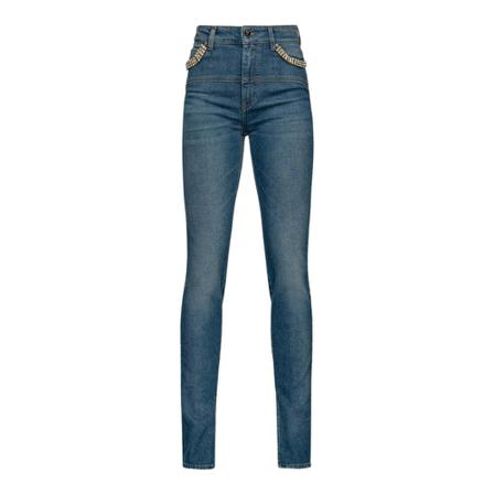 Pinko, Skinny jeans met stras Blauw, Dames, Maat:W26,stretch