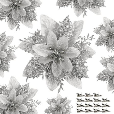 Silver Julgransdekorationer 15 st med klämmor för DIY Julkrans Festlig Partydekor