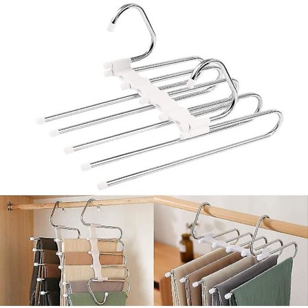 Housuripustin, Tilaa säästävä ripustin, ruostumatonta terästä monitoimi taitettava liukumaton farkut teline-valkoinen 2kpl