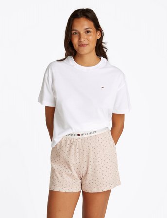 Tommy Hilfiger Ss Prt Pj Short Set (Ext. Sizes) - White - XS