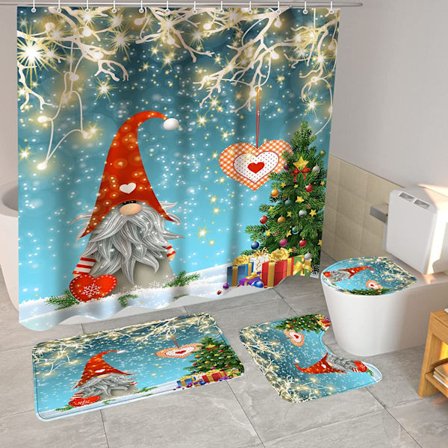 4 stk. Glødende julegardiner med sklisikkert teppe