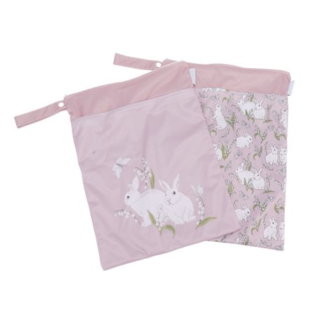 2 stk. Hængende Blepose Vandtæt Dobbelte Lommer Lynlås Lukning Baby Tøj Opbevaring Kanin Design