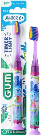GUM Tandbørste Junior Monster Light Up Børn 6+, Medicin & Pleje, Tandpleje Til Børn, Børnetandbørster