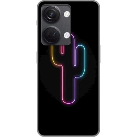 Yhteensopiva Puhelinkuori OnePlus OnePlus Nord 3 Neonpiirros kaktuksista vaaleanpunaisessa ja sinisessä valossa tummaa taustaa vasten