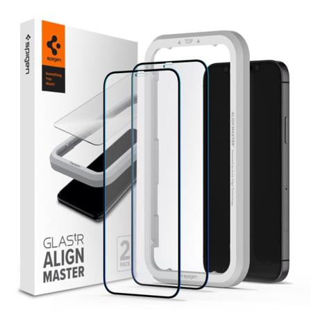 Spigen Alm Fc 2-pack Härdat Glas Iphone 12 Pro Max - Svart Svart