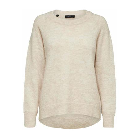 Selected Femme Lulu LS Knit O-Neck inbo, Dame Striktrøjer