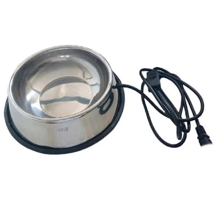 {PL}Husdyrprodukter Termisk Skål, Rustfrit Stål Udendørs Opvarmet Vandskål til Hund, Kylling, Etc. EU-stik