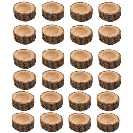 24 stk. treserie lysestake i tre, telysholder for bryllupsfest for bord, julebursdagsfestdekorasjon