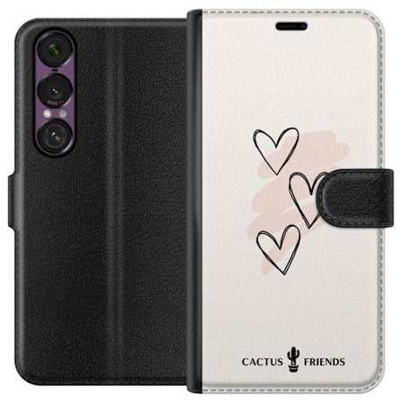 Yhteensopiva Lompakkokotelo Sony Sony Xperia 1 VII Cactus and Friends - Soft Romance Sketch