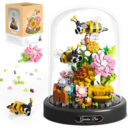 Blomsterbuket Byggesæt, 588 Dele Dyr Blomster Botanisk Samling Mini Klodser Byggelegetøj til Voksne, Valentinsdag til Hendes (Bi)