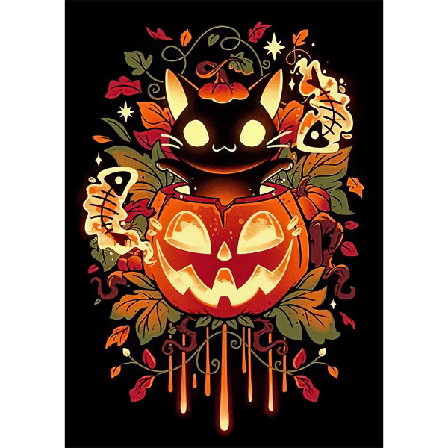 30*40cm 5D Halloween Diamantmålning, Pumpa Full Diamantmålning