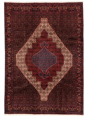 Hand Knotted Persian Senneh Fine Rug 212X300 Black/Dark Red