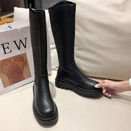 Chunky Heels Dans, knæhøje vinterstøvler i midcalf