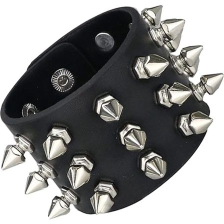 Svart armband - Punk läderarmband - Armband med besatt spänne