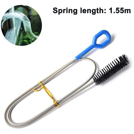 Ekstra lang afløbsrensningsbørste, 1,55 m lang, super fleksibel afløbsrensningsværktøj, afløbsrensningsbørste, sort