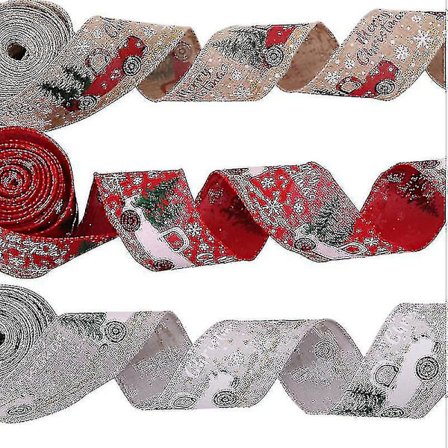 3 ruller julebånd Julebånd med kant i jern Merry Christmas Tre og lastebil Bånd med kant Julebånd for DIY-kranser Innpakningshåndverk