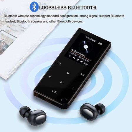 Mp3-afspiller, 16gb Mp3-afspiller med Bluetooth, musikafspiller med indbygget højttaler/hi-fi tabsløst lyd/fm-radio/optager/support