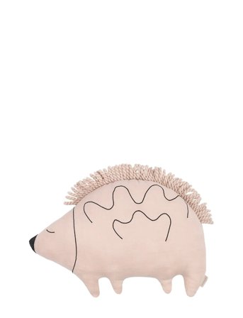 NOBODINOZ Cushion In Washed French Linen L1N0 - Enzo The Hedgehog - Pink - ONE SIZE
