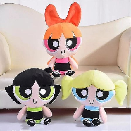 Nye 3-pakke 20cm Cartoon Anime Powerpuff Girls Plysjdyr Søte Blossom Buttercup Bubbles Fyllte Plysjdukker Gaver Til Barn [xh]