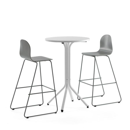 Möbelset VARIOUS + GANDER, Tisch und 2 Barstühle, graugrün