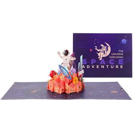 Syntymäpäiväkortti, 3D-valmistujaiskortti, ponnahtava astronautti-kortti, tervehdys