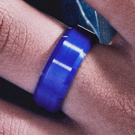Ferrum | 8 mm Blue Brushed & Polished Bevelled Edge Ceramic Ring for Men - Ceramic rings